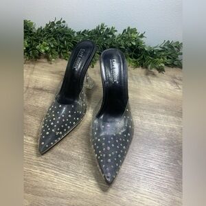 Cape Robbin Clear 4” Heels w/Rhinestones Ladies Sz 9